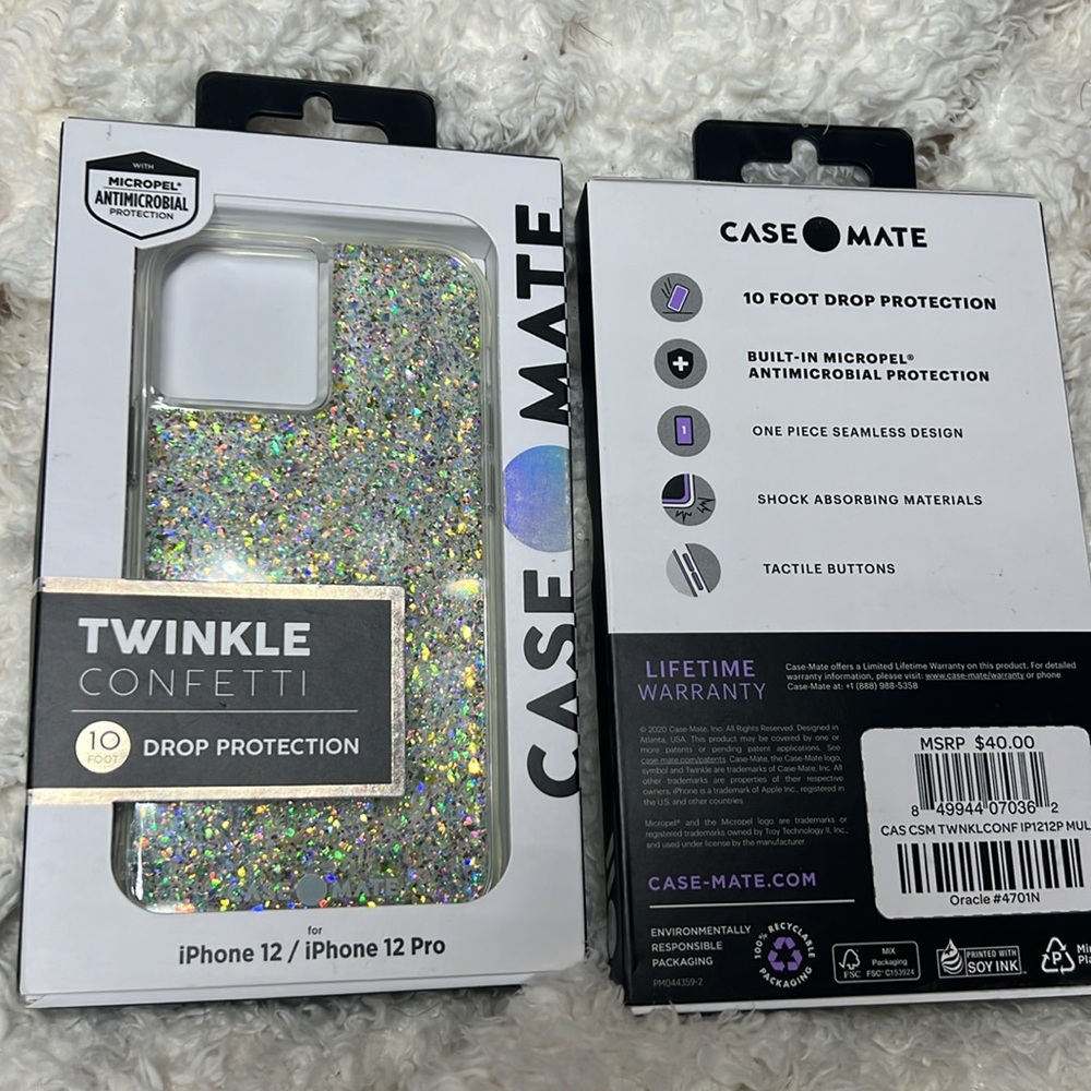 NWT ✨TWINKLE✨CONFETTI CASE MATE 10 Ft. Drop Protection💥 iPhone 12/iPhone 12 PRO